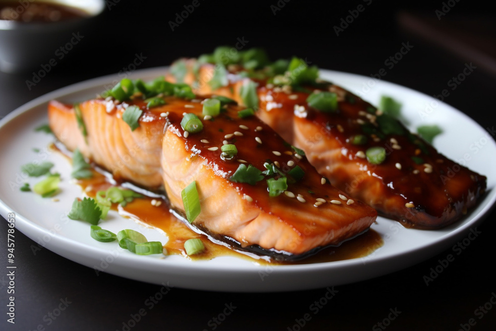 Salmon teriyaki glazed generative AI Salmon teriyaki glazed generative AI