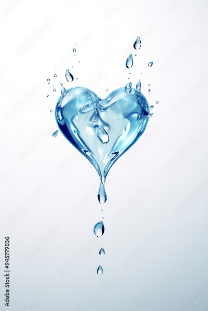 Heart shape water drop white background Heart shape water drop white background