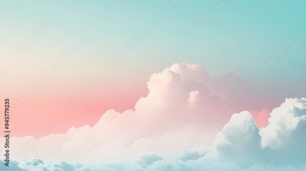 Fototapeta premium Pastel Sky with Fluffy Clouds for Dreamy Backgrounds and Designs