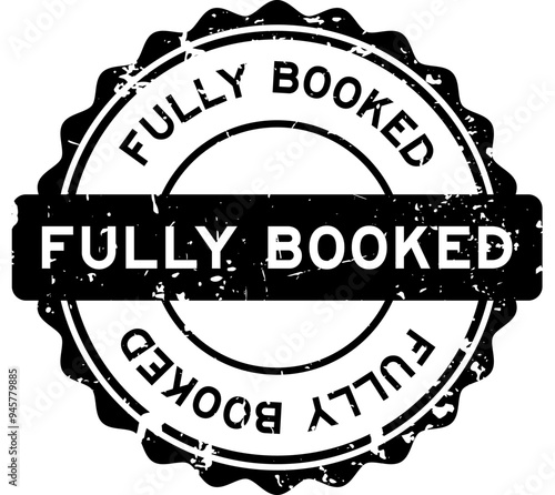 Grunge black fully booked word round rubber seal stamp on white background