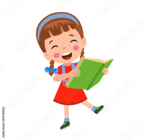 Cute Little boy reading book