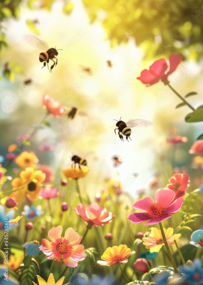 Spring Symphony: Bees Blooms Banner Spring Symphony: Bees Blooms Banner