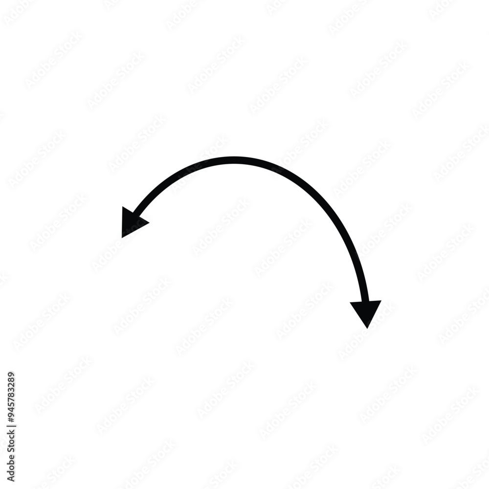 Dual semi circle arrow. Semicircular curved thin long double ended arrow on background . Dual semi circle arrow. Semicircular curved thin long double ended arrow on background .