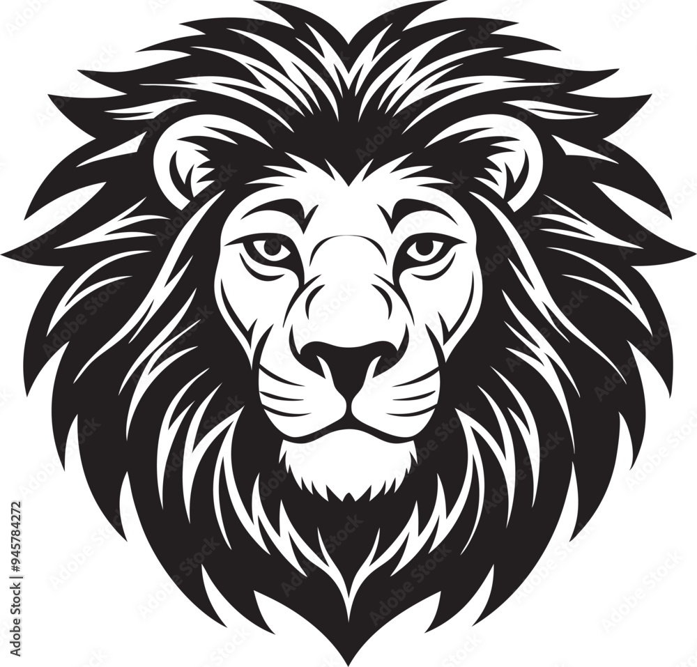 A lion head silhouette vector on white background. A lion head silhouette vector on white background.