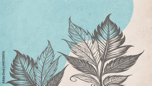 Botanical background. Abstract plant shapes. Minimalist illustration for printing on wall decorations.
