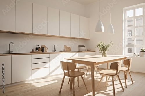 Wallpaper Mural Minimal Scandinavian kitchen architecture furniture building. Torontodigital.ca