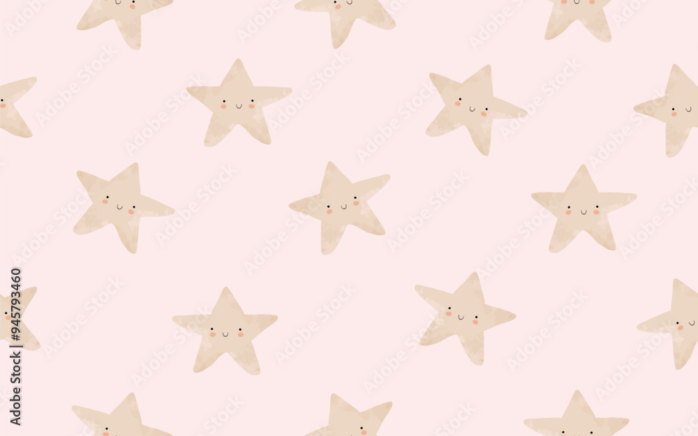 Cute Nursery Seamless Vector Pattern with Happy Stars. Irregular Hand Drawn Simple Starry Sky Print. Little Stars Isolated on a Pastel Pink Background. Lovely Starry Print ideal for Baby Girl. Cute Nursery Seamless Vector Pattern with Happy Stars. Irregular Hand Drawn Simple Starry Sky Print. Little Stars Isolated on a Pastel Pink Background. Lovely Starry Print ideal for Baby Girl.