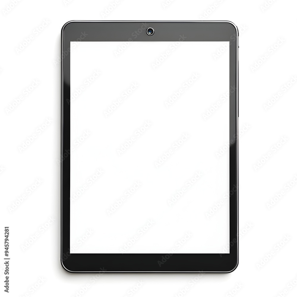 Blank Digital Tablet Device with White Screen on Clean Workspace Blank Digital Tablet Device with White Screen on Clean Workspace