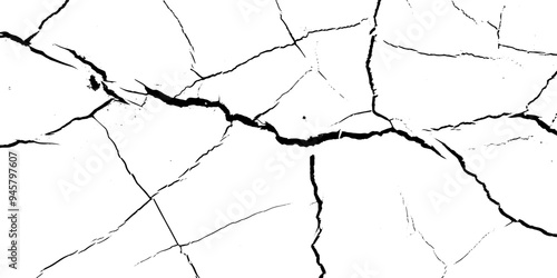 crack on the wall with broken pieces. cracked white paint on a white background. old wall background crack vector, grunge texture.