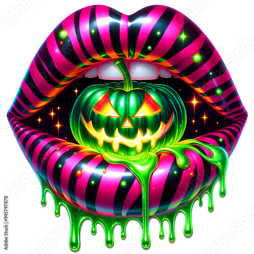 Neon Lips with Pumpkin
 photo