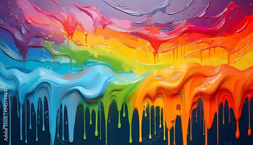 Beautiful vibrant paint rainbow background