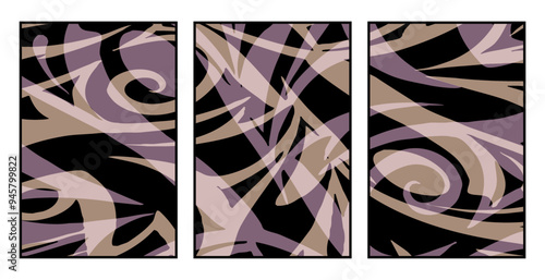 Set of 3 Abstract pattern. Illustration for printing on wall decorations. For use in graphics.