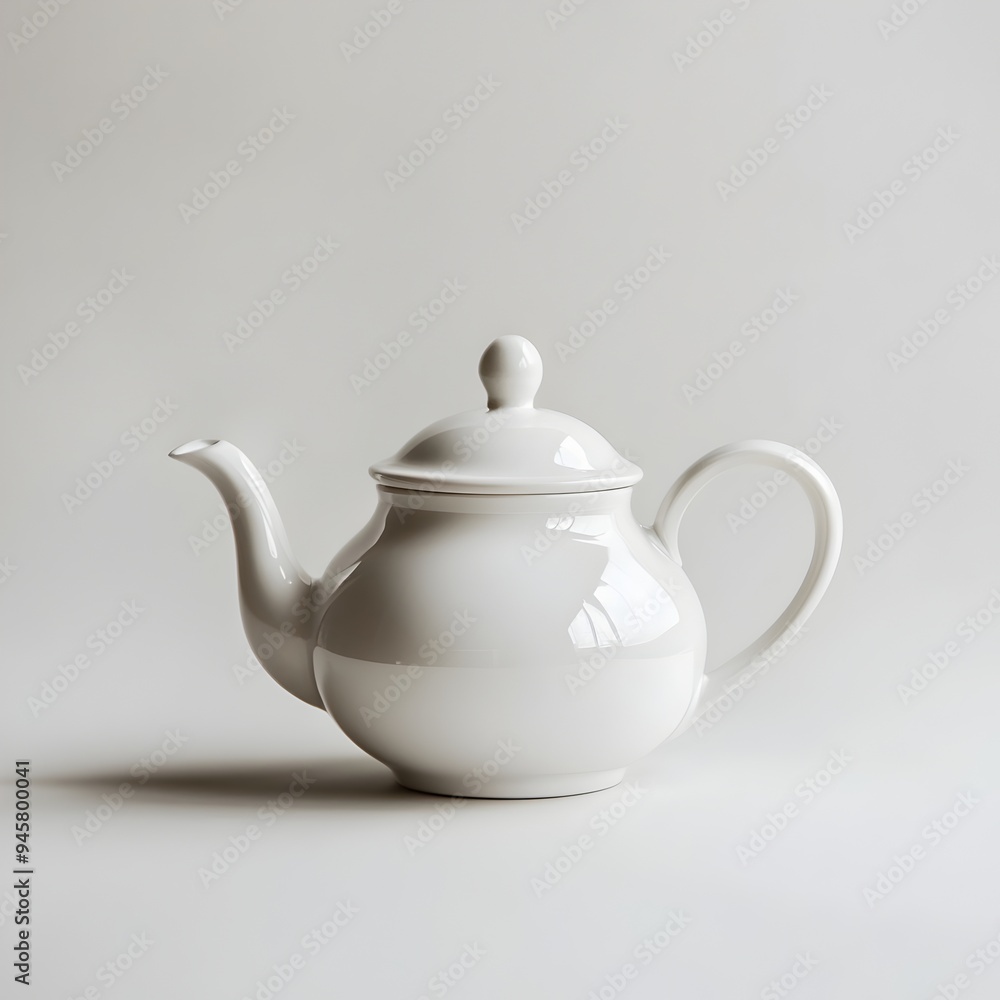 Elegant White Porcelain Teapot on Minimalist Background Elegant White Porcelain Teapot on Minimalist Background