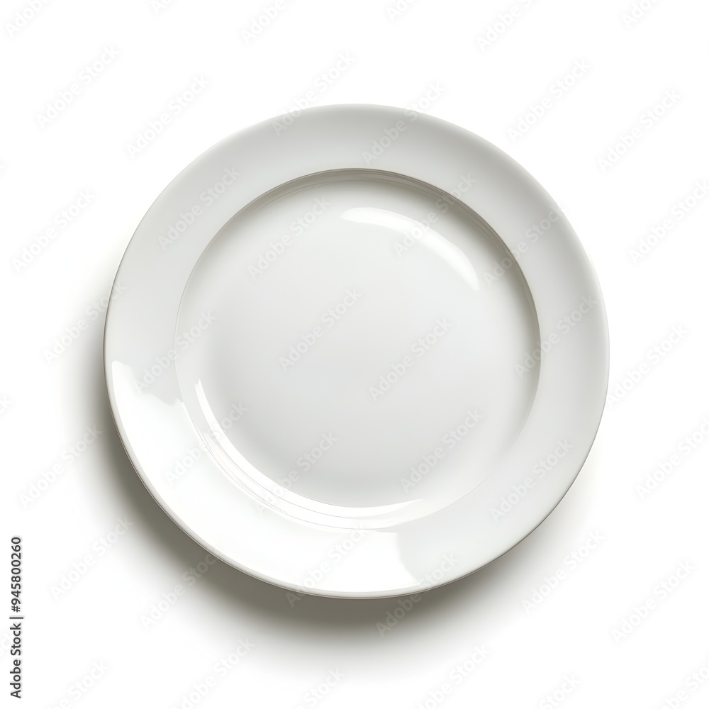 Empty White Ceramic Plate on a Minimalist White Background Empty White Ceramic Plate on a Minimalist White Background