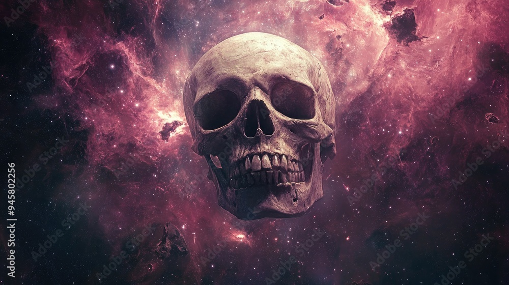 A Human Skull Floating in a Cosmic Nebula A Human Skull Floating in a Cosmic Nebula