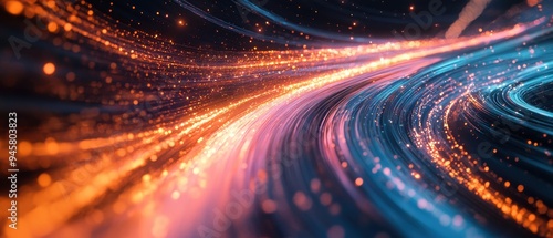 Abstract Swirling Lines with Glowing Lights for Technology, Data, and Futuristic Backgrounds.