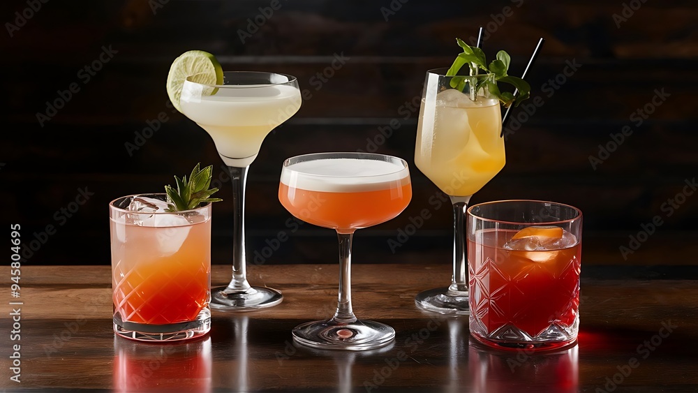 Various cocktails and drinks on white Various cocktails and drinks on white
