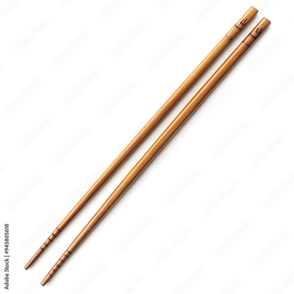 Pair of Wooden Chopsticks on a Plain White Background Pair of Wooden Chopsticks on a Plain White Background