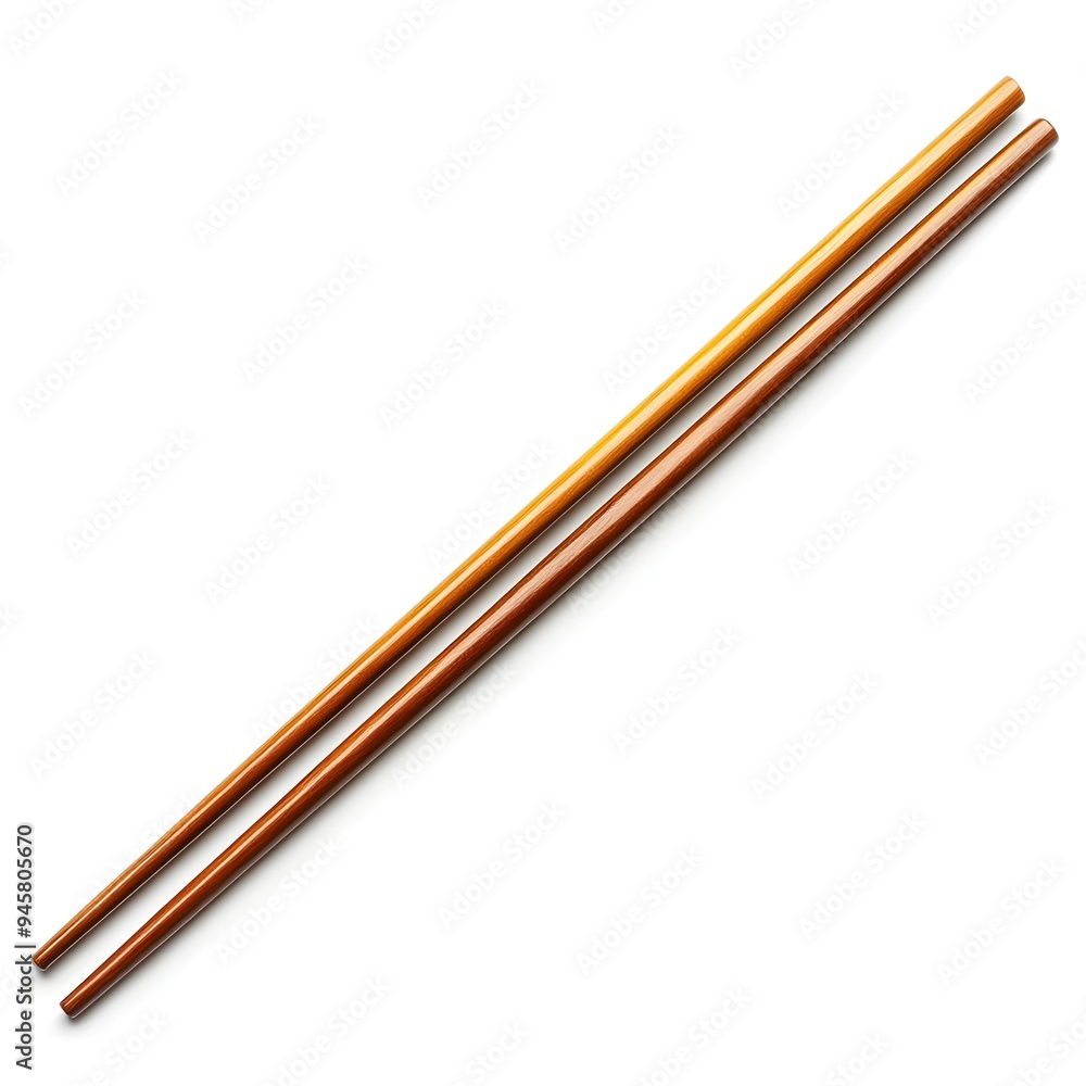 Pair of Wooden Chopsticks on Plain White Background Pair of Wooden Chopsticks on Plain White Background