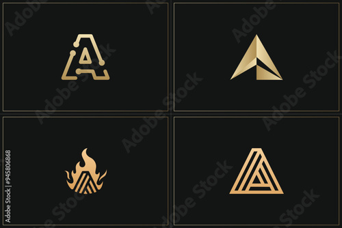 A Letter Gold - 4 in 1 Logo Brand Set	
