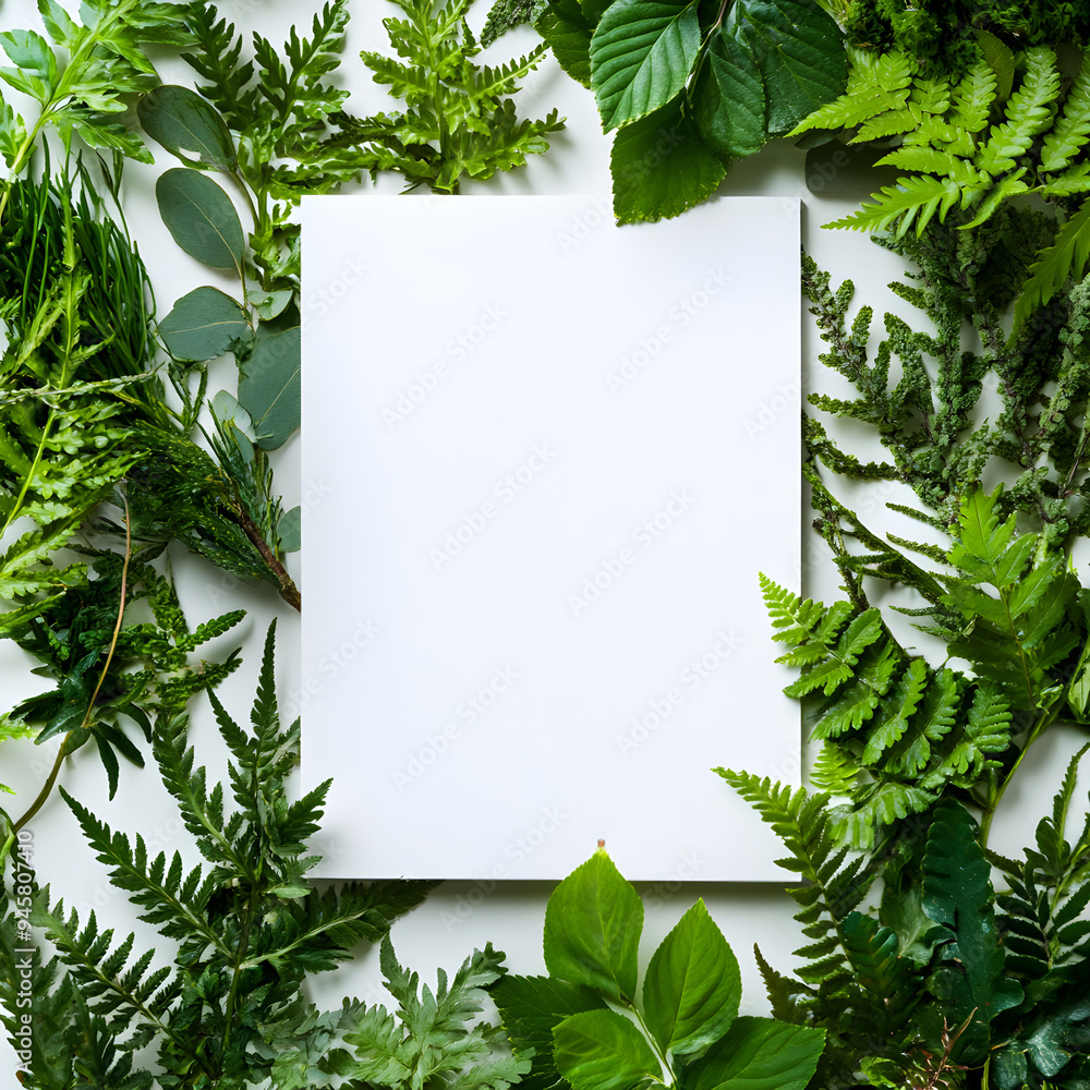 Fresh natural greenery encircling a blank center in the image Fresh natural greenery encircling a blank center in the image