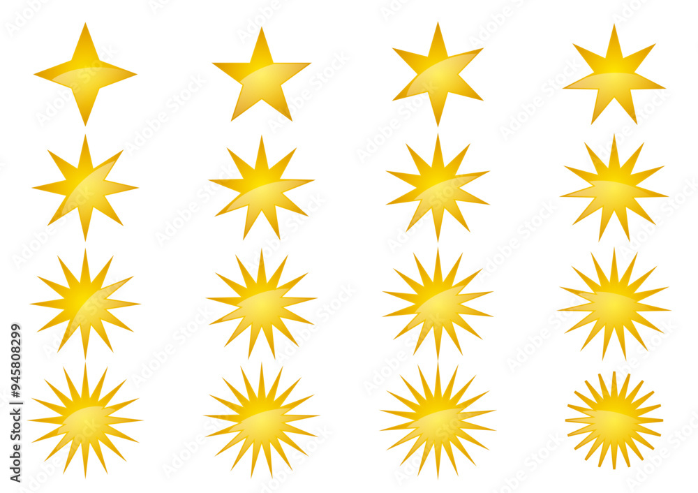 set of glowing stars icons, vectors with gradients set of glowing stars icons, vectors with gradients