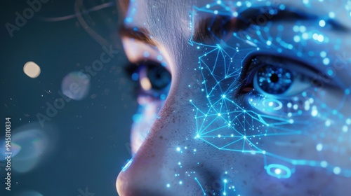 Fototapeta Naklejka Na Ścianę i Meble -  3D technology concept facial recognition technology