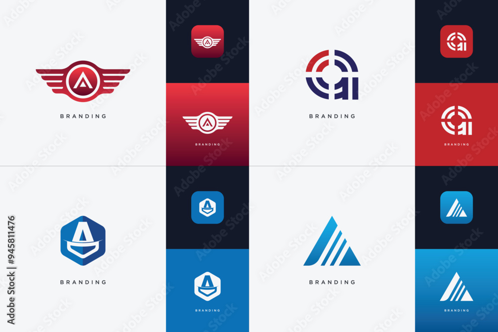 A Letter - 4 in 1 Logo Brand Set A Letter - 4 in 1 Logo Brand Set