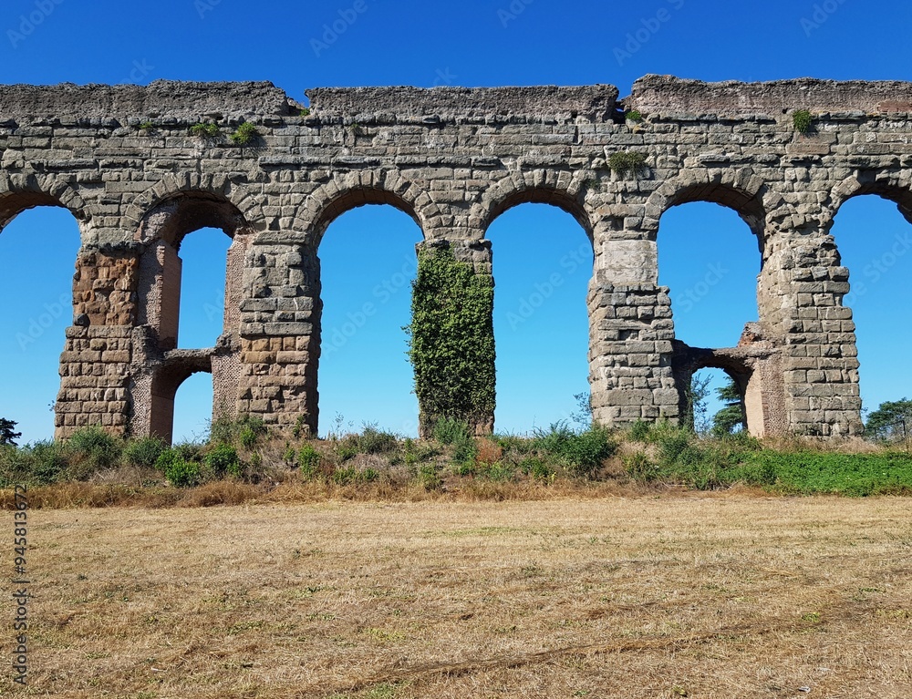 Ancient stone aqueduct near Rome, Italy Ancient stone aqueduct near Rome, Italy