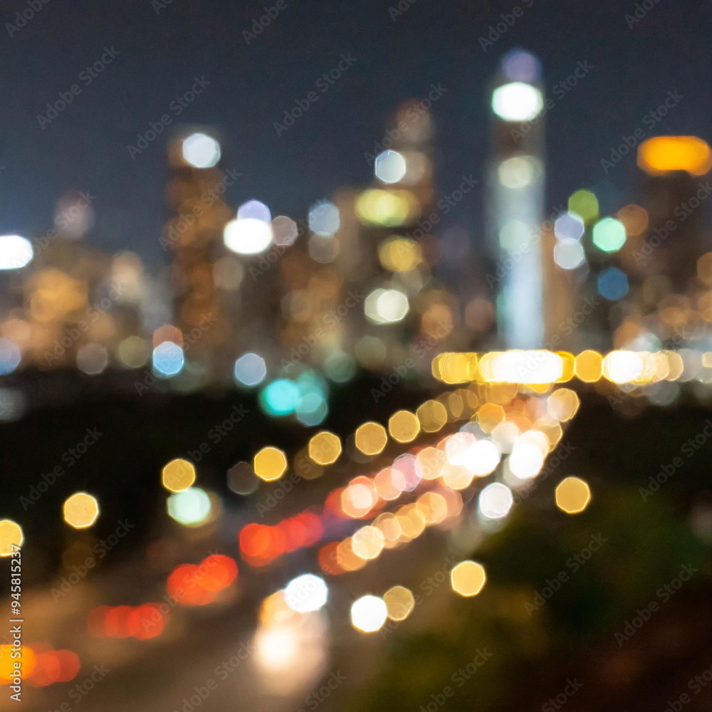 Blurred bokeh of city background at night time Blurred bokeh of city background at night time