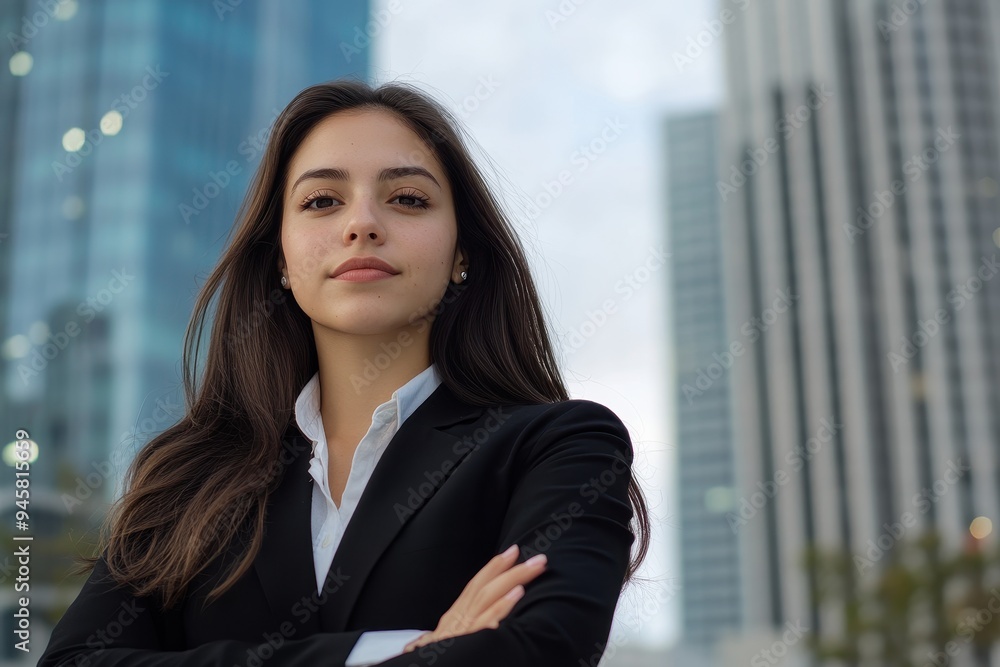 Latina Empowerment: A portrait of a confident Latina woman in professional attire, standing in front of a cityscape, symbolizing empowerment and success Latina Empowerment: A portrait of a confident Latina woman in professional attire, standing in front of a cityscape, symbolizing empowerment and success