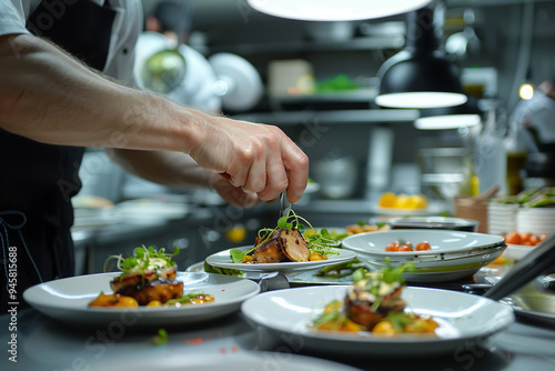 Culinary Genius Creating Innovative Dishes in Stylish Kitchen