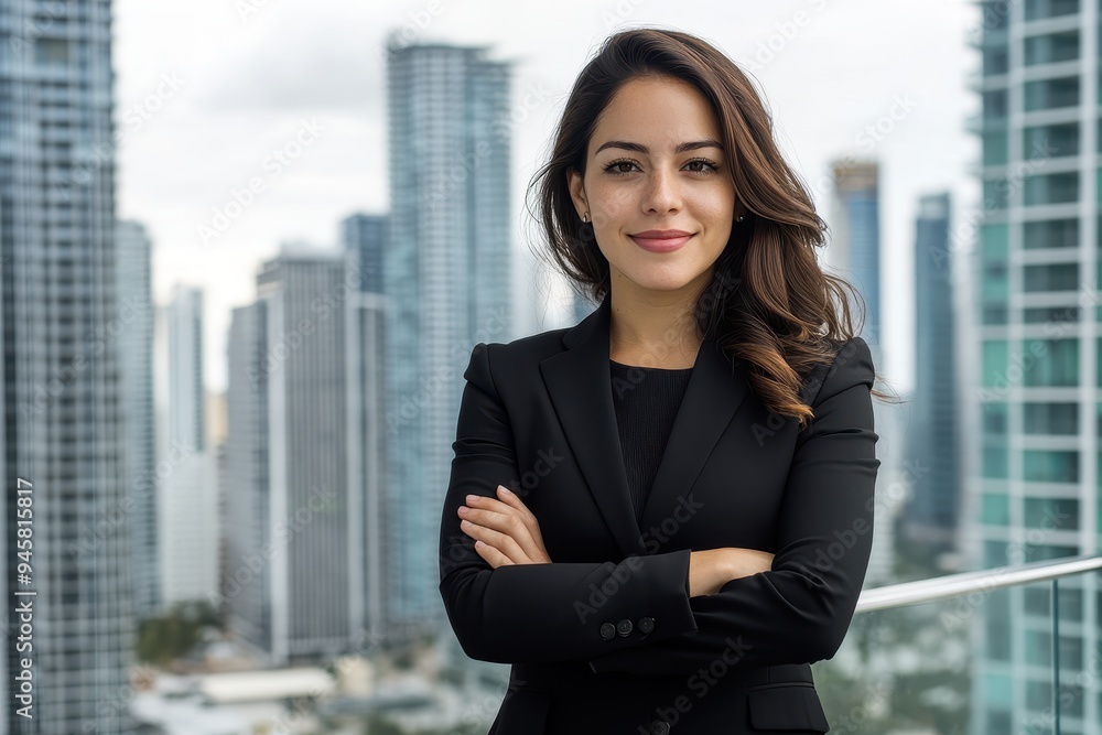 Latina Empowerment: A portrait of a confident Latina woman in professional attire, standing in front of a cityscape, symbolizing empowerment and success Latina Empowerment: A portrait of a confident Latina woman in professional attire, standing in front of a cityscape, symbolizing empowerment and success