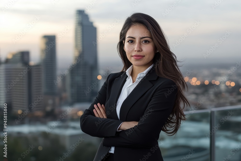 Latina Empowerment: A portrait of a confident Latina woman in professional attire, standing in front of a cityscape, symbolizing empowerment and success Latina Empowerment: A portrait of a confident Latina woman in professional attire, standing in front of a cityscape, symbolizing empowerment and success