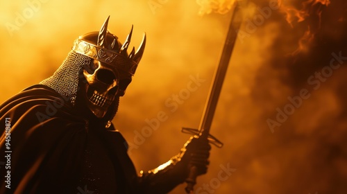 God of Death depicted as a powerful, armored figure, guarding the boundary between life and death, God of Death, concept of divine protector photo