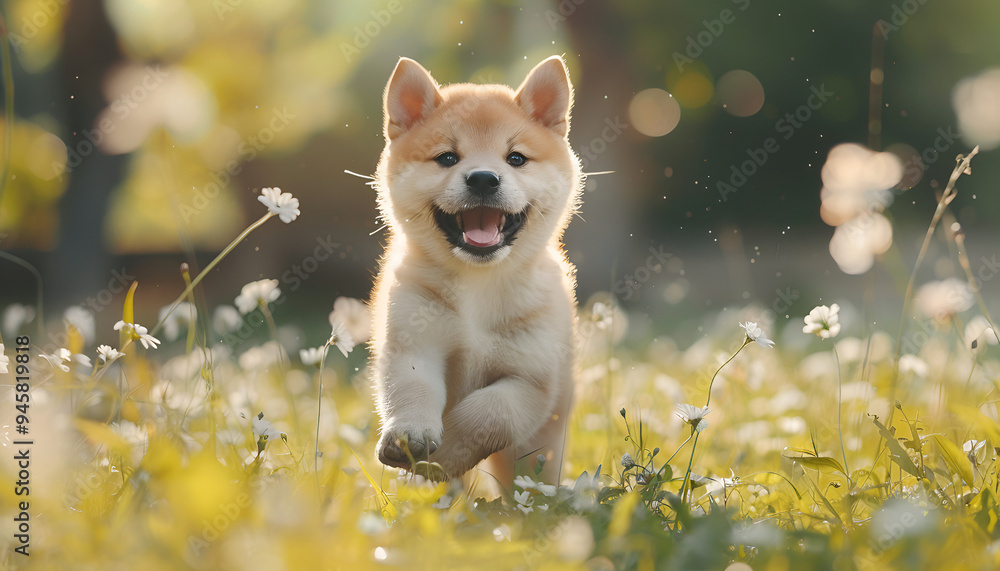 It is a lovely day, and the puppy is having fun.
It is a lovely day, and the puppy is having fun.