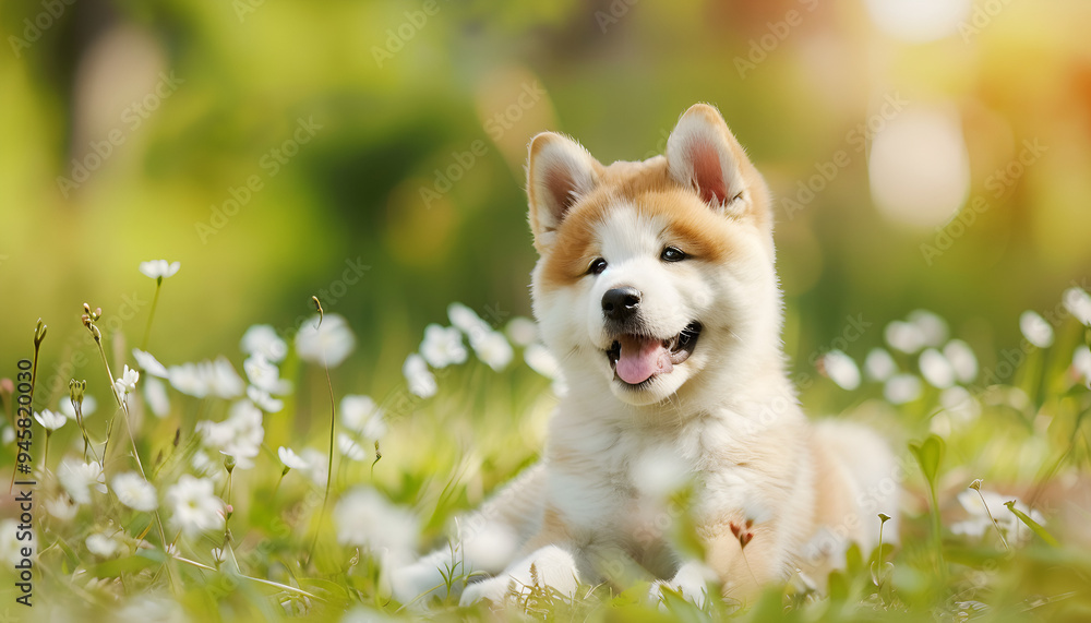 It is a lovely day, and the puppy is having fun.
It is a lovely day, and the puppy is having fun.