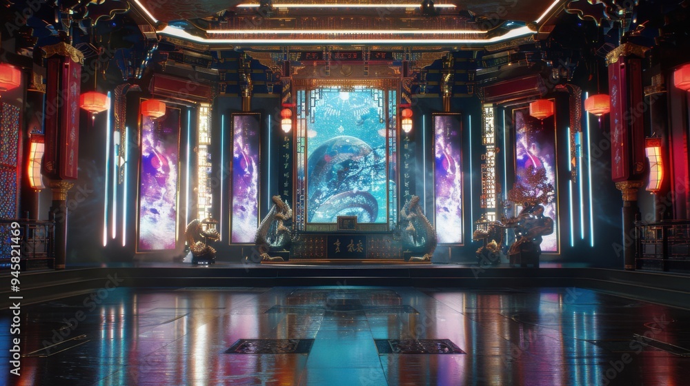 Chinese Cyberpunk Style Courtyard Chinese Cyberpunk Style Courtyard