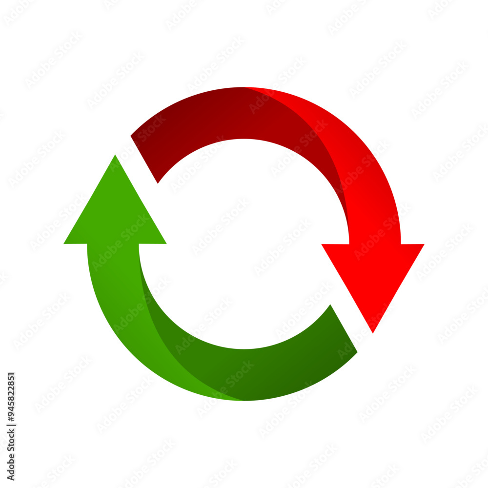 Green and red arrow circle business icon vector design Green and red arrow circle business icon vector design