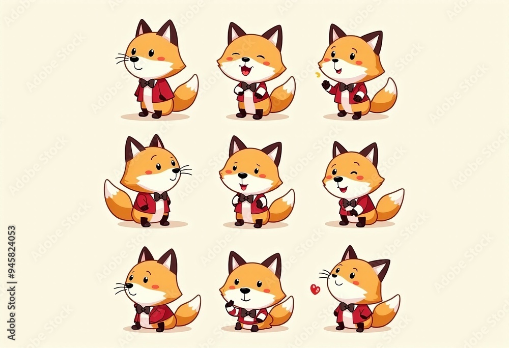 Joyful Fox Mascot Character in School Uniform: Perfect for Educational Illustrations Joyful Fox Mascot Character in School Uniform: Perfect for Educational Illustrations