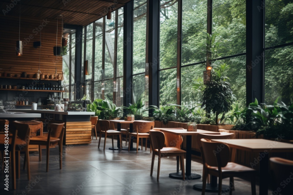 Fototapeta premium Interior of a modern empty cafe