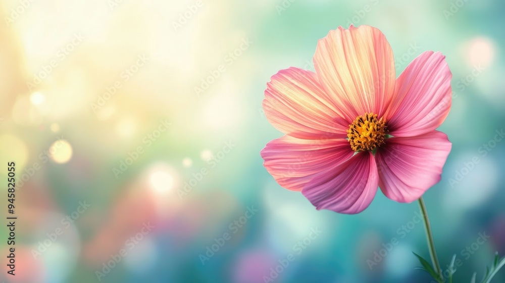 A single vibrant flower set against a blurred background, with petals fluttering in the wind. Perfect for creating a calming wallpaper. A single vibrant flower set against a blurred background, with petals fluttering in the wind. Perfect for creating a calming wallpaper.