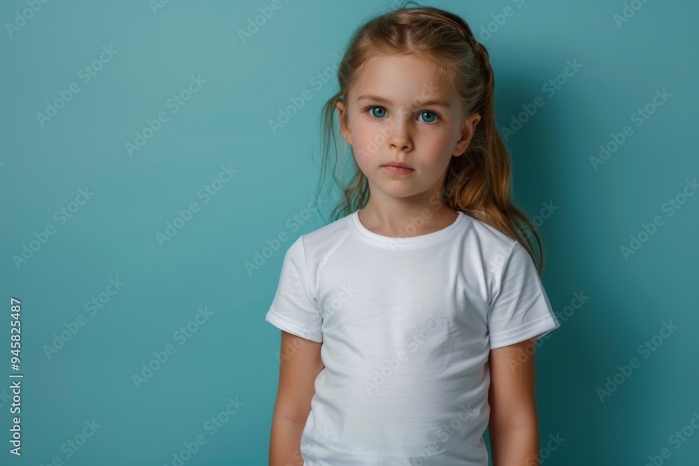 Obraz premium Portrait of a cute female child against green background