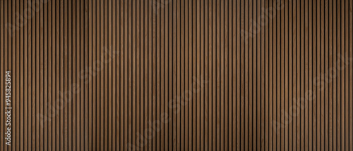 Wood background banner panorama long - Brown wooden acoustic panels wall texture , seamless pattern, vertical