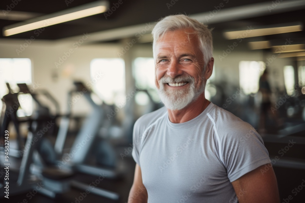 Smiling portrait of a senior man in basketball gym Smiling portrait of a senior man in basketball gym