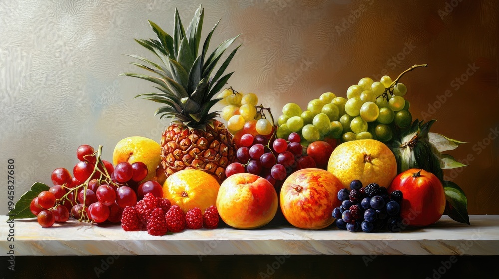 Still Life with Pineapple, Grapes, and Other Fruits Still Life with Pineapple, Grapes, and Other Fruits