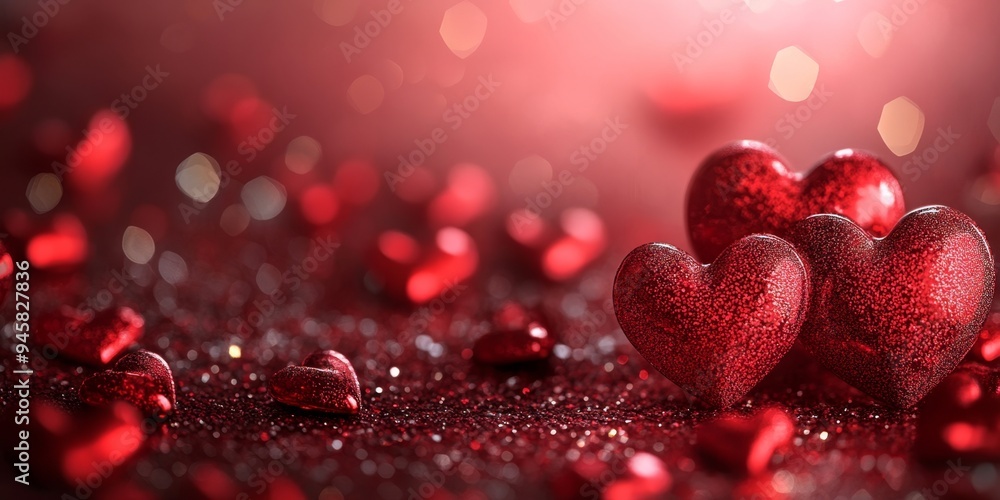 Valentine's Day banner featuring abstract red hearts on a romantic background Valentine's Day banner featuring abstract red hearts on a romantic background