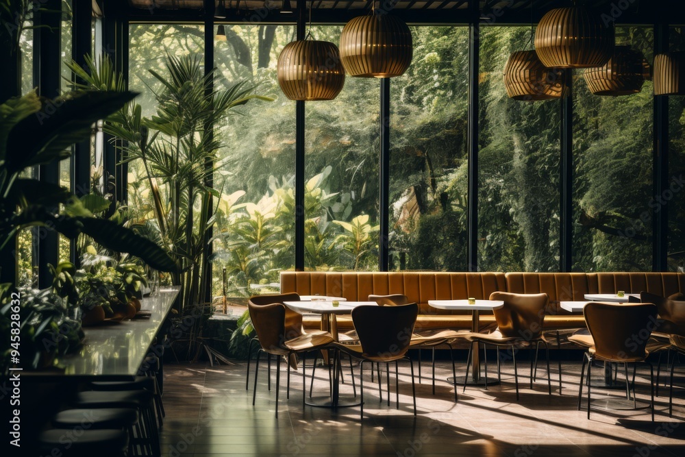 Fototapeta premium Interior of a modern empty cafe