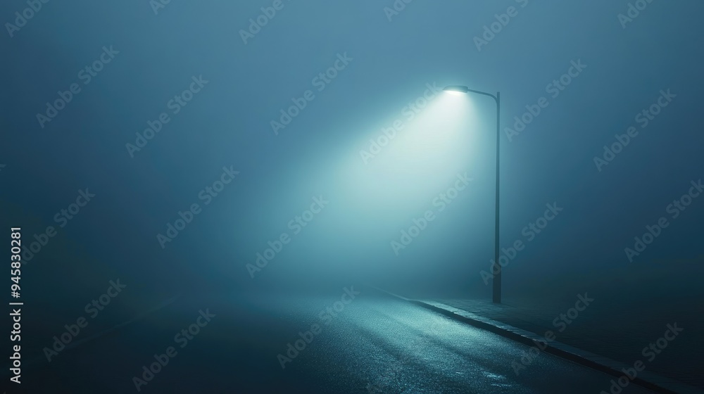 A single street light casting a beam of light into the fog, creating a sense of mystery and isolation, A single street light casting a beam of light into the fog, creating a sense of mystery and isolation,
