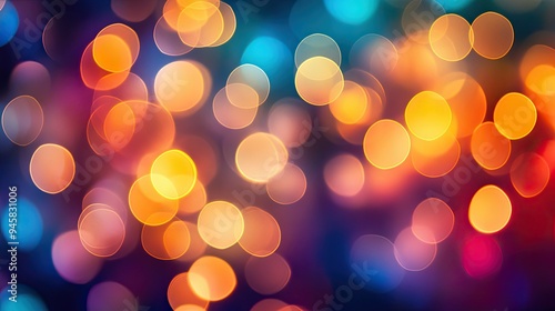 Bokeh design with a color wheel influence, blending soft circles of light in various hues.